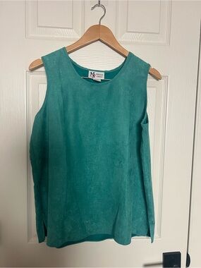Maggie Sweet Teal Sleeveless Suede Look Tank Top